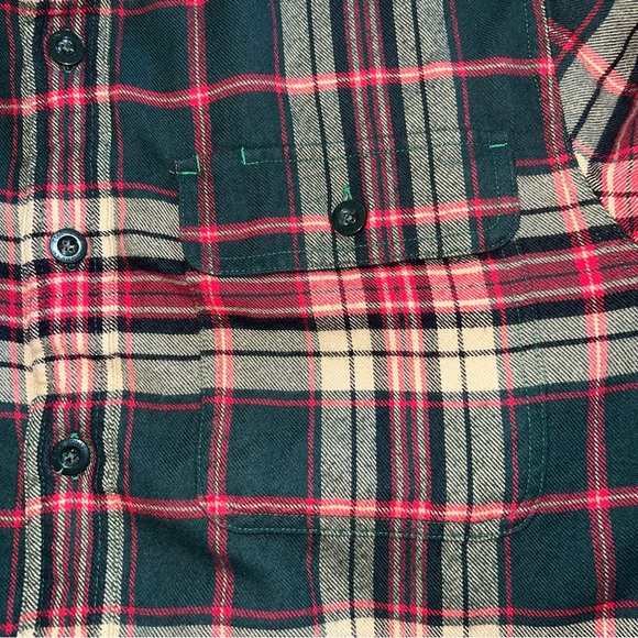 L.L. Bean Men's Fleece-Lined Flannel Shirt Size Medium Regular Green Plaid - Picture 4 of 6